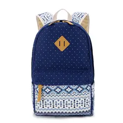 Для женщин рюкзак для школы сумки для девочек-подростков Винтаж Точка Печать на холсте мода женский рюкзак Mochila