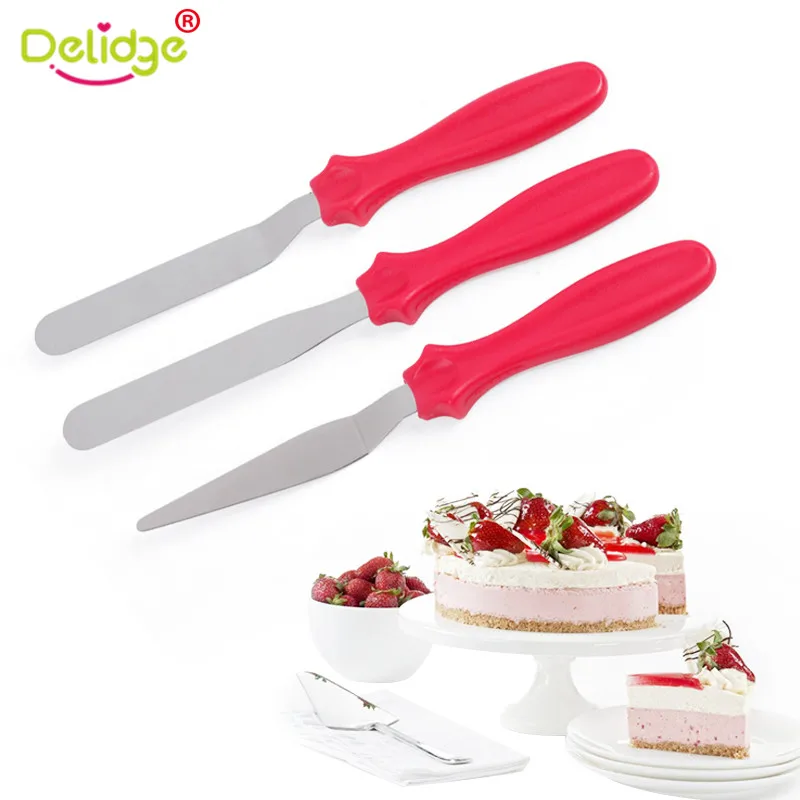 

Delidge 3pcs/set Blade Angled Spatula Cake Icing Spatula Smooth Filling Tool Cutter Set Wedding Valentine Baking Pastry Tools