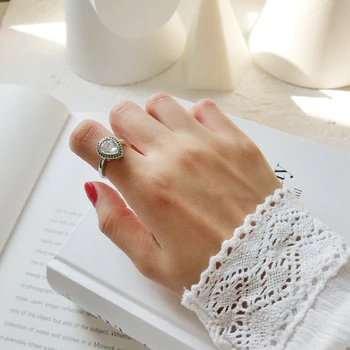 

Green Pigeon eggs 925 sterling silver zircon adjustable rings designer works image design rings for women charms fashion jewelry