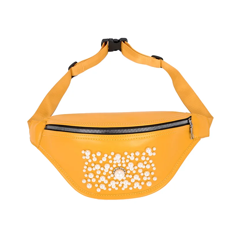 Женская поясная сумка модное украшение в виде жемчужины поясная сумка из искусственной кожи водонепроницаемые нагрудные сумки через плечо курьерские Сумки банановые сумки - Цвет: yellow Waist pack