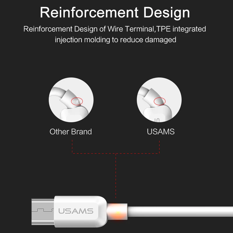 4 шт./партия micro usb кабель USAMS для samsung Xiaomi зарядка и синхронизации практически всех
