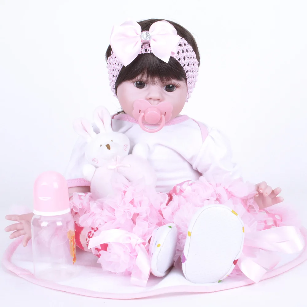 Reborn 55 см мягкий девиз тело Reborn Baby Doll игрушки большие куклы для девочек от 3 до 7 лет Детские куклы с тканью принцессы