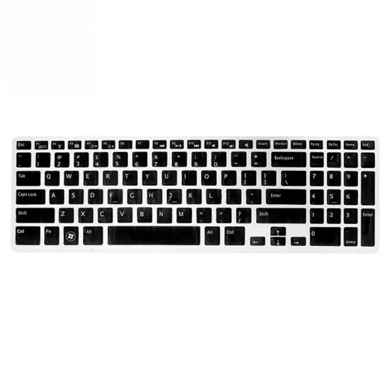 Прозрачный гелевый силиконовый чехол для ноутбука, клавиатуры, Защитная пленка для DELL 15 дюймов - Цвет: Черный