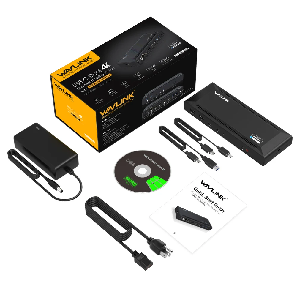 Универсальная док станция Wavlink 4K с двумя гигабитными Ethernet портами USB 3 0 5K HDMI DP