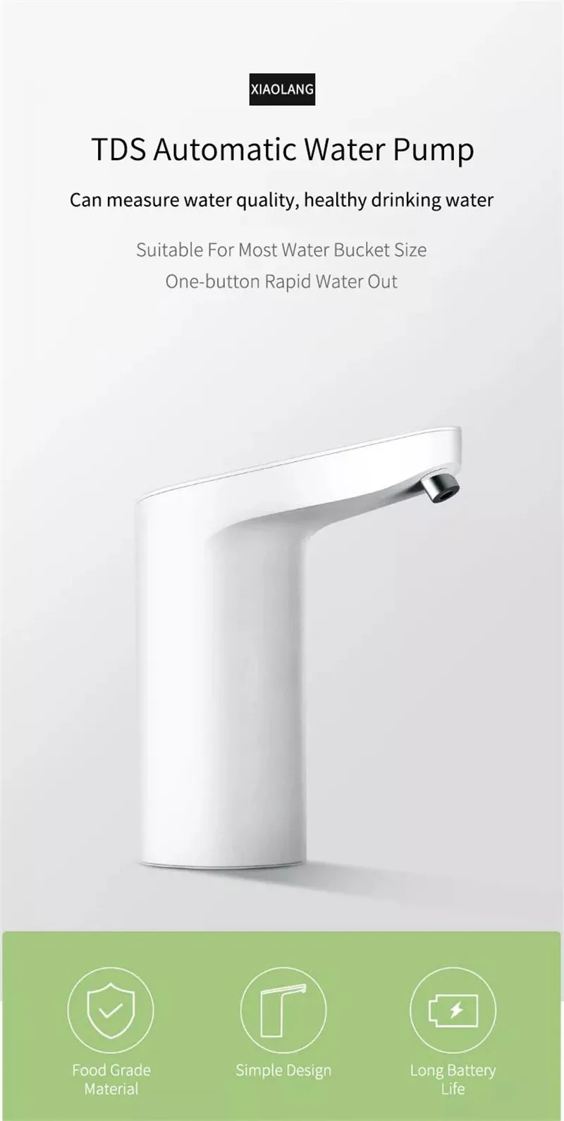 Xiaomi автоматический Перезаряжаемый Usb Мини Переключатель Водяной насос беспроводной Электрический диспенсер с Tds тест воды водяной насос устройство