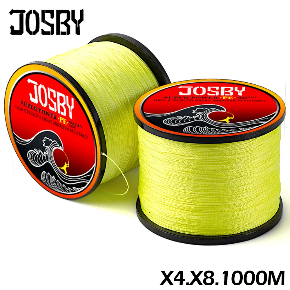 JOSBY مزين PE خيط صنارة الصيد 4 فروع 8 السواحل 1000 M مضفر المتعددة الشعيرات خيط صنارة الصيد