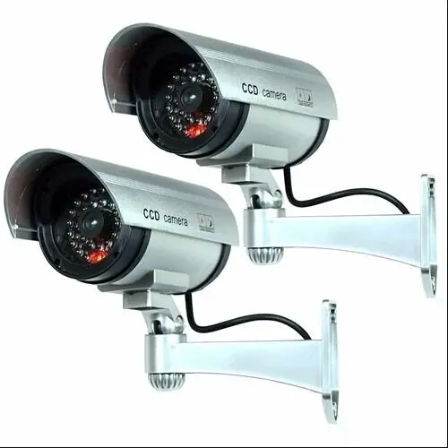 2Pack IR Bullet Fake Dummy Surveillance Security Camera CCTV Record Light