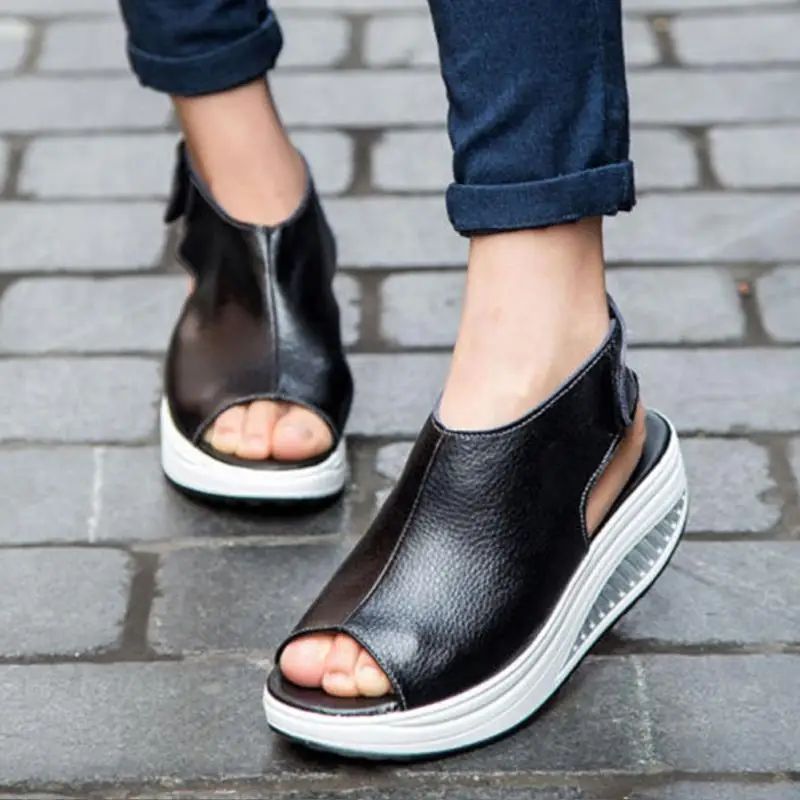

2018 Big Size 35-43 2018 New Women Fashion Summer Sandals Wedge Heel Peep Toe Slingbacks Platform Muffin Korean Style Sandal