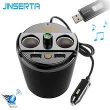JINSERTA Bluetooth Автомобильный mp3 плеер FM передатчик 2 USB 3.1A чашка прикуриватель адаптер телефон быстрое зарядное устройство mp3 Воспроизведение музыки