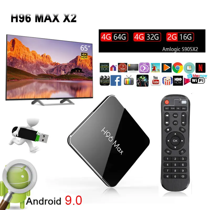 

H96 MAX X2 Android 8.1 4GB 64GB Amlogic S905X2 Smart Set Top Box 2.4G/5.8G WIFI USB3.0 H.265 4K 1080P Media Player H96MAX TV Box