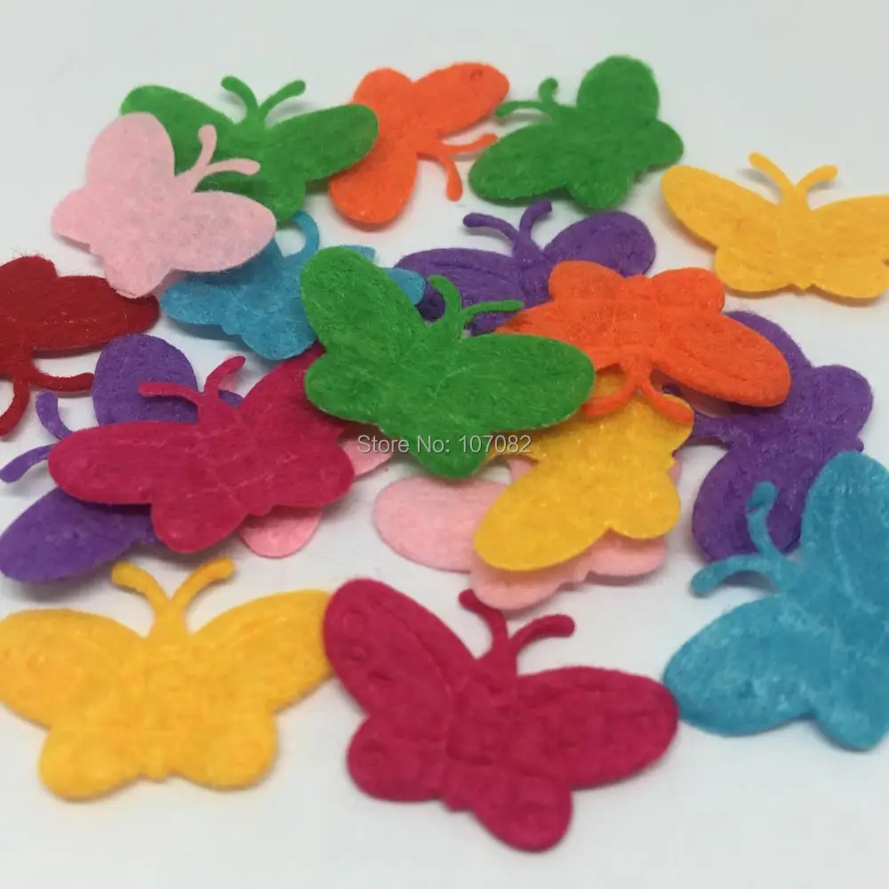 500pcs 20X20mm Mixed Butterfly Felt Fabric Cloth Patch Embellishments