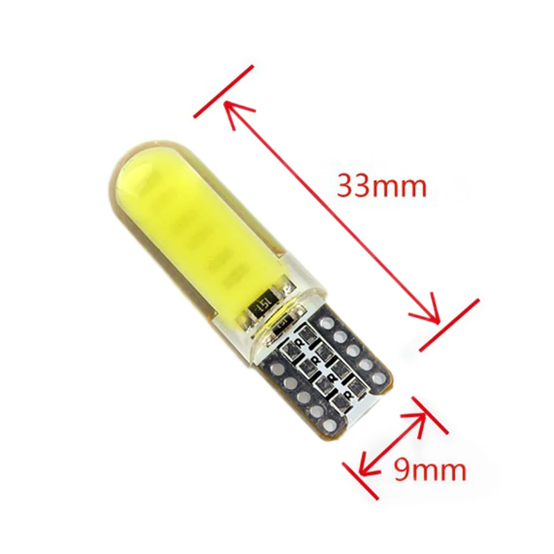 10 шт. 6500 К белый T10 W5W светодио дный салона Свет 12SMD силикагель COB 12 В сбоку Клин