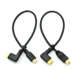 25 см Mini-USB кабель Micro USB 2,0 кабель 5Pin мужчина к USB 3,1 Тип-C Male угол OTG адаптер данных конвертер зарядный кабель 0,25 м