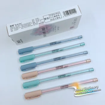 

[TrueColor] (6 Pieces/Lot) Kawaii School Stationery Needle Nib Black Gel Ink Pen 0.35mm For Writing Office Supplies GP7027