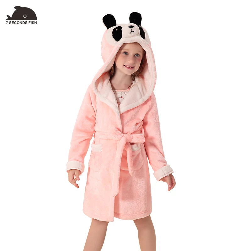 Baby Girls Winter Pajamas Coral Velvet Robes Hooded unicorn Sleepwear Girls Clothes Bathrobe