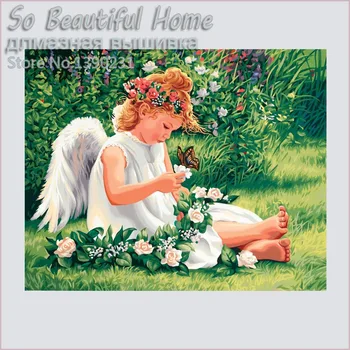 

New 3D Diy Diamond Painting Wall Sticker Diamond Mosaic Cross Stitch Needlework Angel Girl With Flower Diamond Mosaic SF356