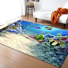 3D Коралловая рыбка океан Ландшафтные ковры Гостиная спальня, зал Чай таблица коврик из мягкой фланели большой ковер домашний декор