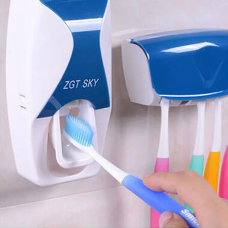 Инструмент для ванной комнаты аксессуар для ванной сжимающая ручка бесплатно Настенный Диспенсер зубной пасты, для зубной щетки держатель набор самоклеящийся