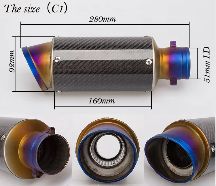36-51 мм Универсальный мотоцикл выхлопной трубы с DB убийца мотоцикл глушитель выхлопной глушитель выхлопных газов z900 mt09 sv650 cbr300r msx125 R25 MT03 duke 690 NINJA650