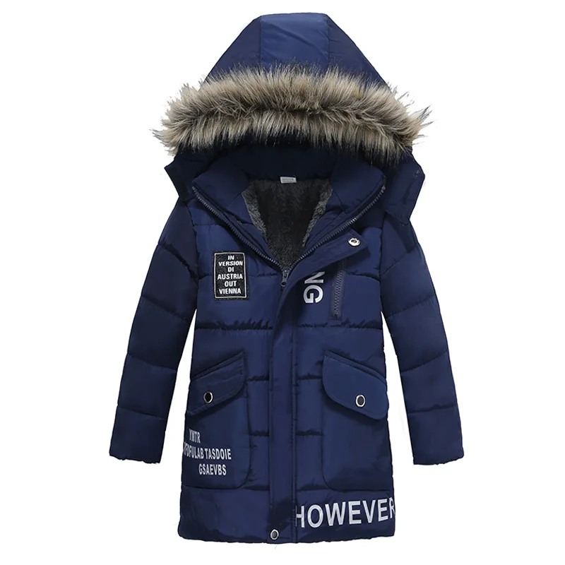 Children Outerwear Warm Coat Sporty Kids Clothes Parkas Windproof Long Section Thicken Boys Girls Jackets Autumn And Winter