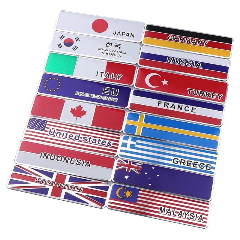 

Metal Italy Germany Greece UK USA Australia Canada Turkey Indonesia National flag Emblem Badge Car Sticker Decal Accessories