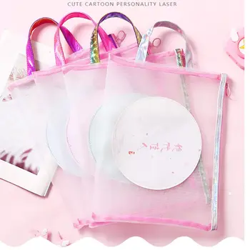 

1pcs Pink Cute Waterproof Zipper Paper Pig Grid File Bag Girl Heart Mesh Portable A4 Products Bag Stationery Office Supplies
