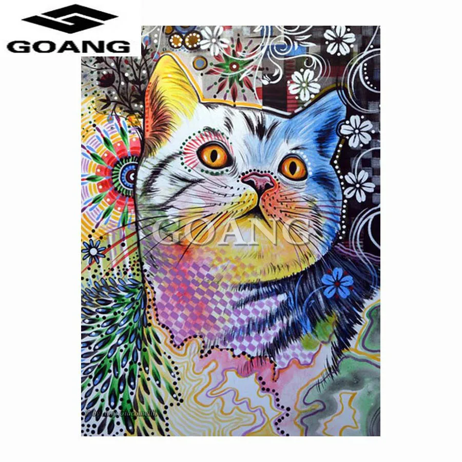 

GOANG DIY 5D Diamond Painting Cross Stitch square Diamonds Embroidery Colorful flower cat animal Diamond Mosaic Home Decor