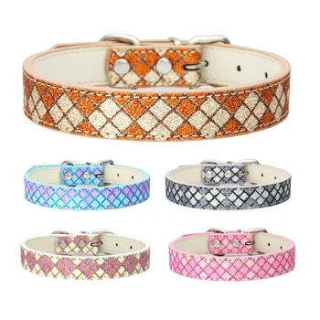 

Fashion PU Leather Pet Dog Collar for Dogs Leash Chain Leads Large Small Puppy Cat Dog Collars Pitbull German Shepherd Pets