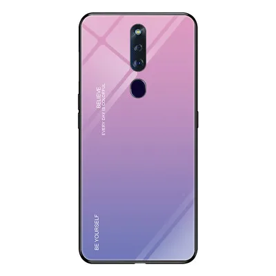 ForFor OPPO F11 Pro Чехол для телефона градиент закаленное стекло Жесткий Чехол Мягкий ТПУ Силиконовая Рамка Жесткий стекло задняя крышка для F11 Pro - Цвет: 2