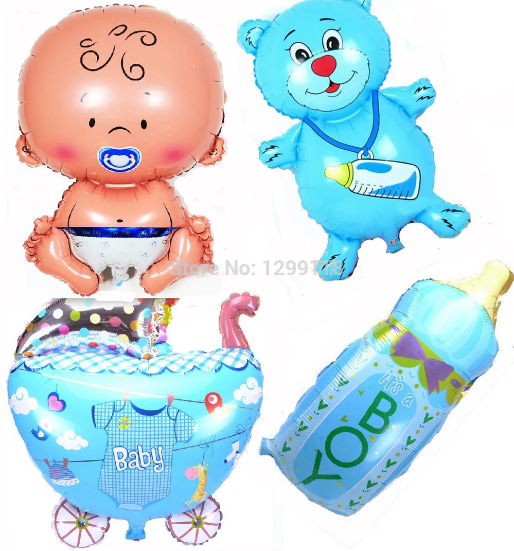 Free Shipping 4pcs/lot Baby Boy Helium Foil Balloons Newborn Childrens