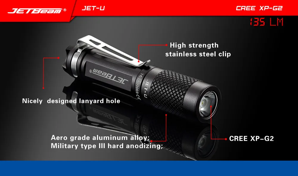 JETbeam JET U(JET) XP G2 135LM Мини Портативный Водонепроницаемый светодиодный фонарь, фонарь, ручной фонарь, телескопическая дубинка