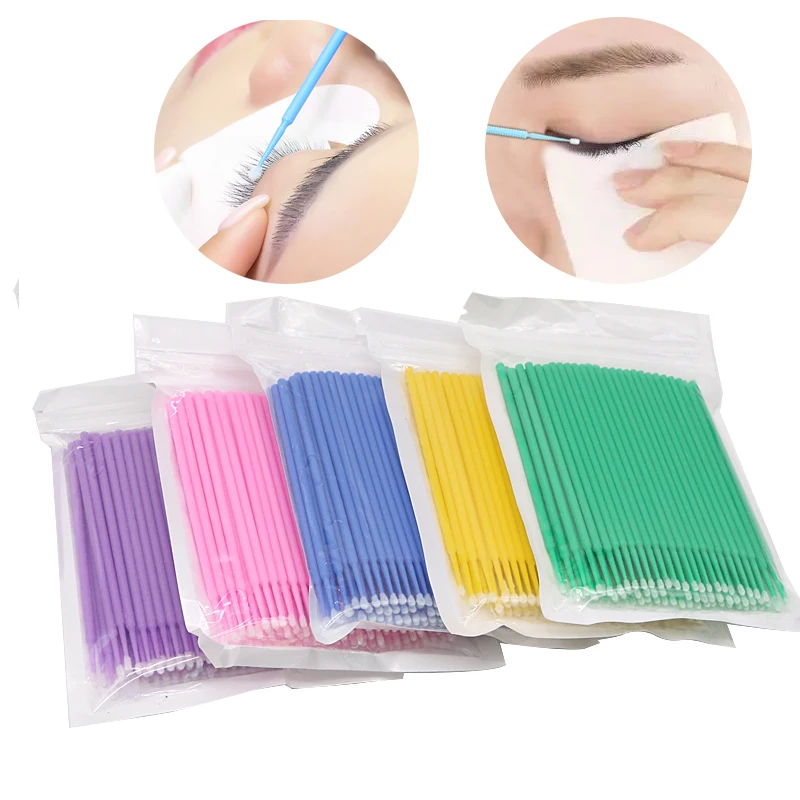 

100Pcs/1Bag Disposable Eyelashes Brushes Glue Cleaning Stick Colorful Eye Lashes Extension Make Up Brushes Mascara Makeup Brush