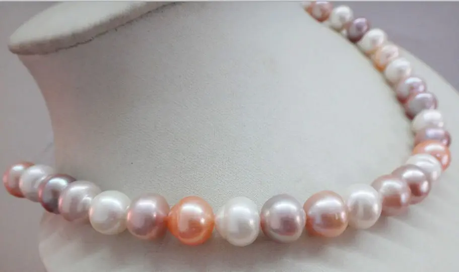 

HUGE 17"12x13MM AUSTRALIAN SOUTH SEA NATURAL WHITE GOLD MULTICOL PEARL NECKLACE