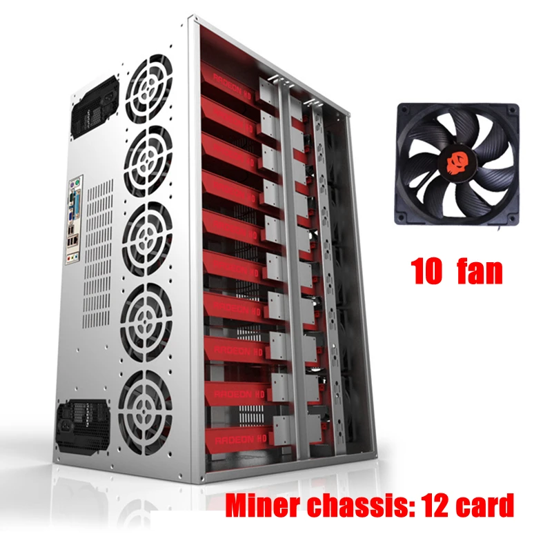GPU Frame Mining Rig Case Server USB Miner Bitcoin Horizontal Computer ATX 12 Graphics Card Ethereum Machine Chassis