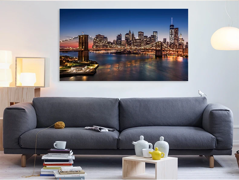 Skyline Art Posters Landscape New York City Skyline Abstract Print Portrait Painting on Canvas,for Living Room and Bedroom 70x100cm no Frame 