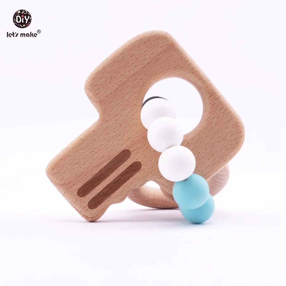 Давайте сделаем 1 шт. детские браслет бук деревянный ключ, Силиконовые Шарики Прорезывания зубов детские игрушки кормящих браслет