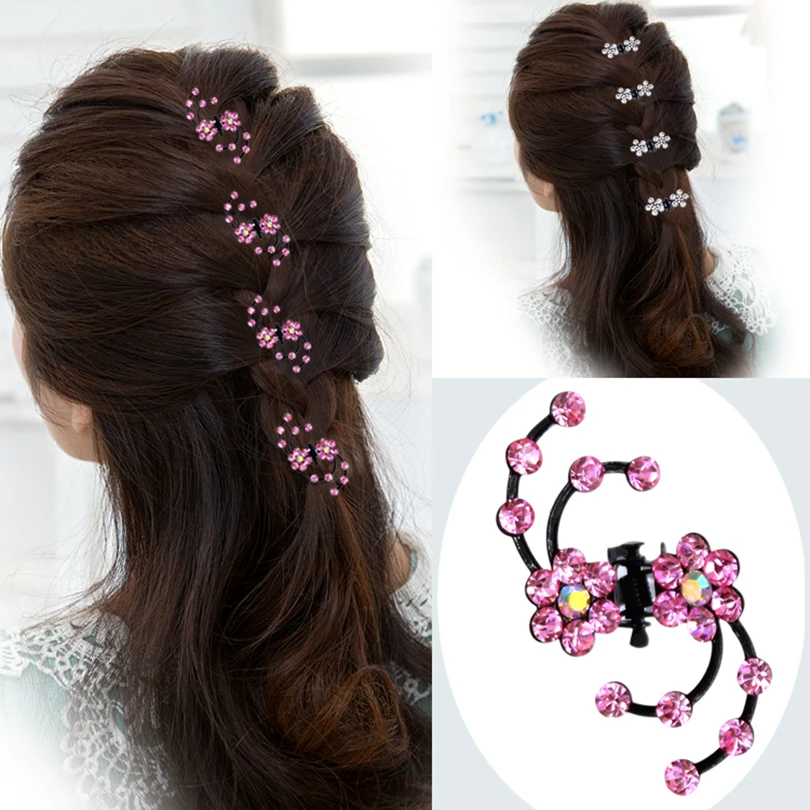 2016 New Fashion 6Pcs Girls Crystal Snowflake Hair Clips Hair Pins Headwear Crystal Accessories Hair Clips Wholesale