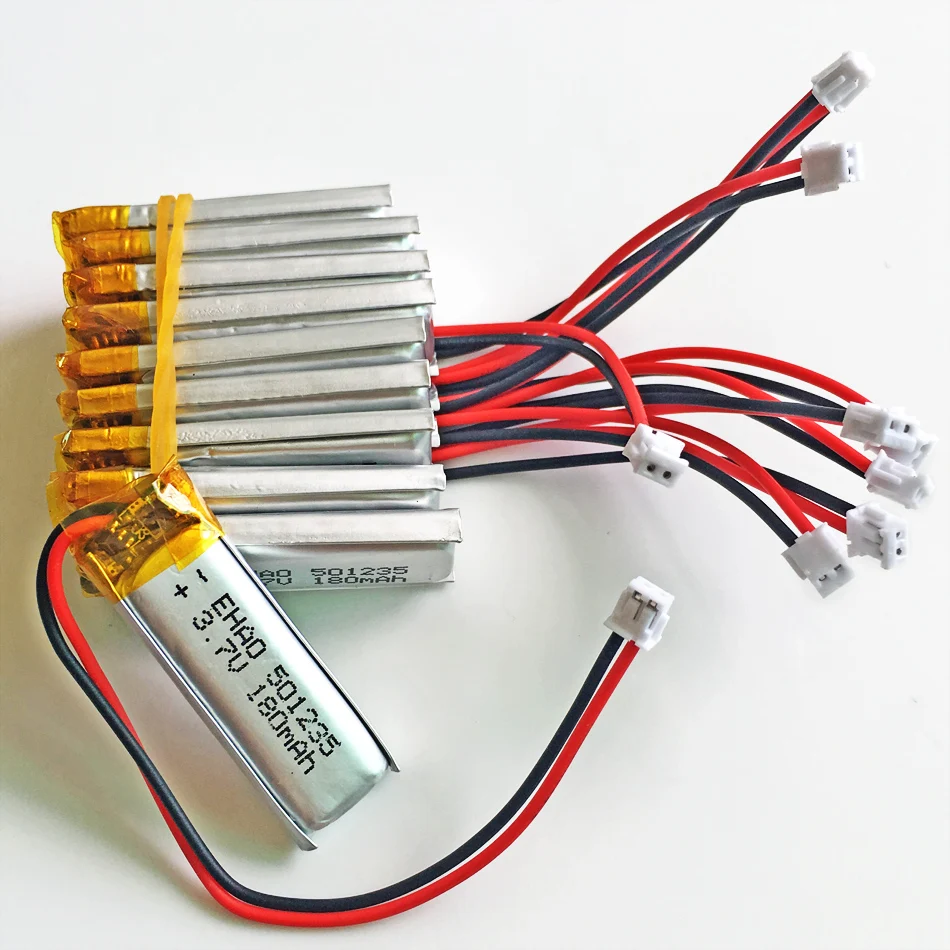 10 x 501235 3.7V 180mAh LiPo Battery JST ZH 1.5mm 2 pin connector Lithium Polymer Rechargeable
