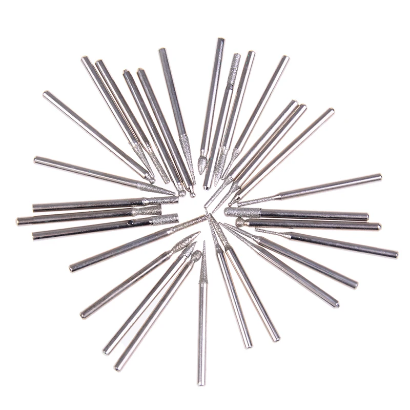 30Pcs 3mm Burr Bits Head Grinding Needle Carving Polishing Drill Tool Wholesale