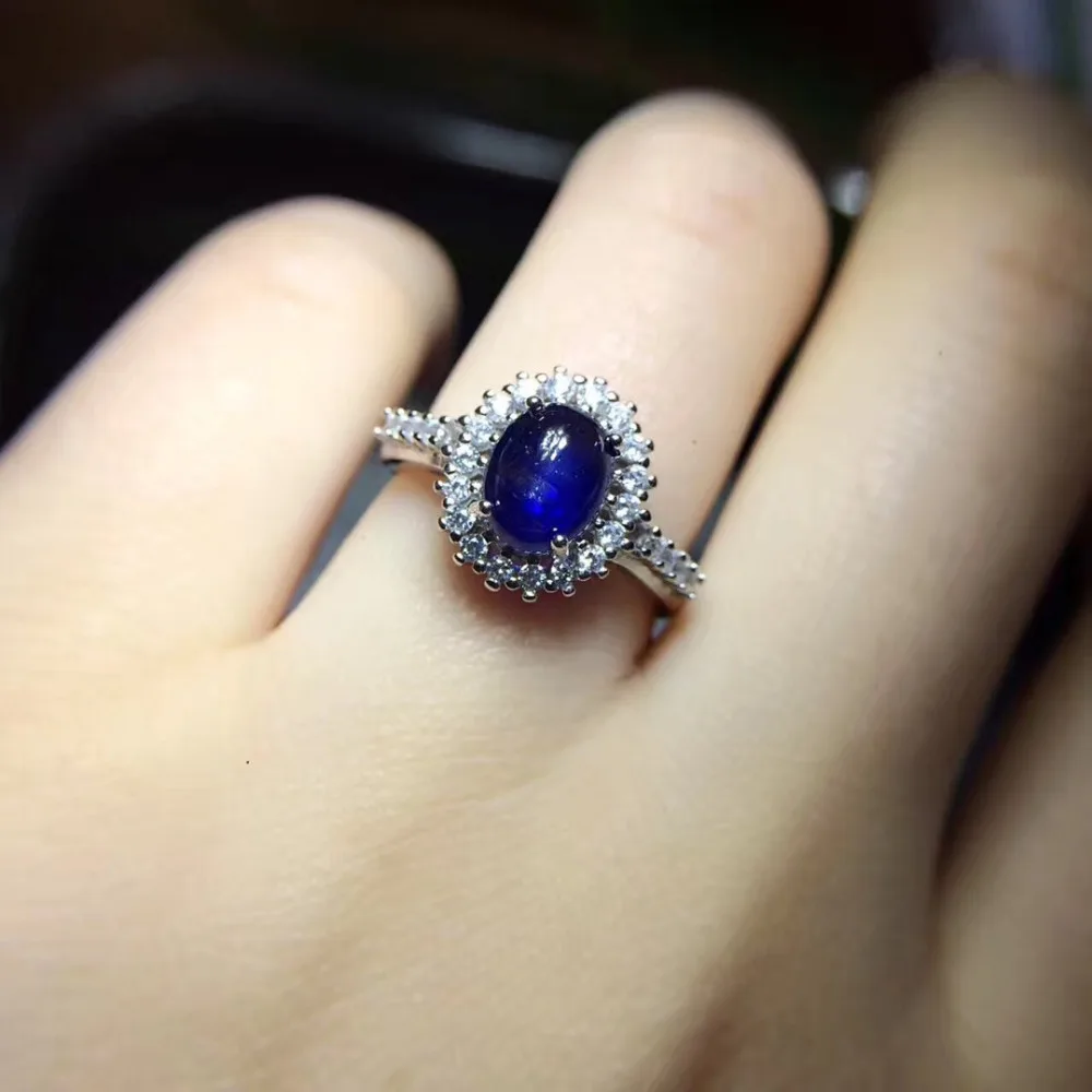 Rings Qi Xuan_Dark Blue Stone Simple And Elegant Ring__S925 Solid