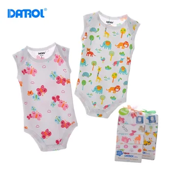 

DANROL Baby cute bodysuit Infant Sleeveless Bodysuits Clothes BABY boy girls Jumpsuit 100% Cotton 5 pcs/lot