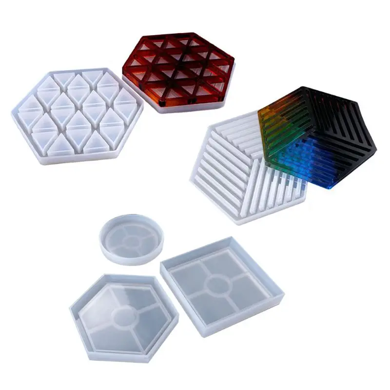 

5 pcs Coaster silicone mold Cone Resin Molds Resin Stone Pendulum Crystal Column Pendant Silicone UV Resin Mold Jewelry Tools