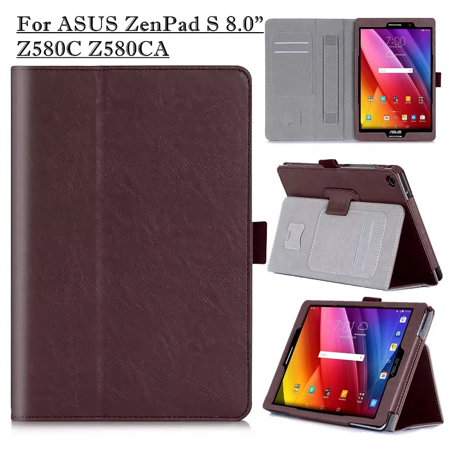 

Luxury Flip PU Leather Case for Asus Zenpad S 8.0 Z580 Z580C Z580CA Tablet Stand Cover Cases with Hand Strap Holder Card Slots