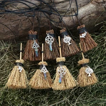 Мини ведьмы Wicca подвеска метла путешествия Шарм Wicca Кристалл метла колдовство Кельтский Узел пентаграмма Хэллоуин Шарм ожерелье