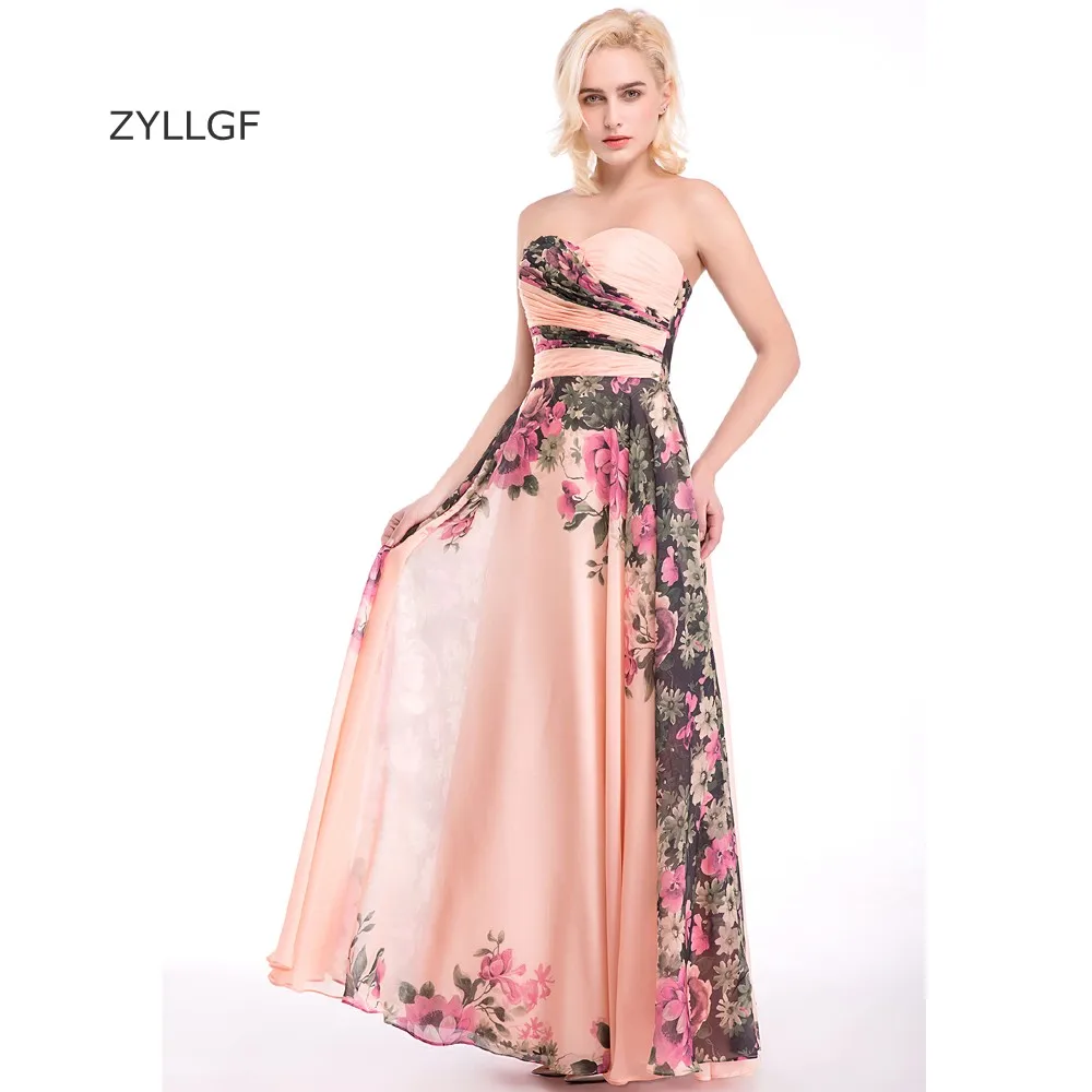 Zyllgf Vestido Де Noite Longo Elegante Festa Кружево на спине печатных шифон платье подружки невесты Haute Couture Наряды на свадебную вечеринку q37