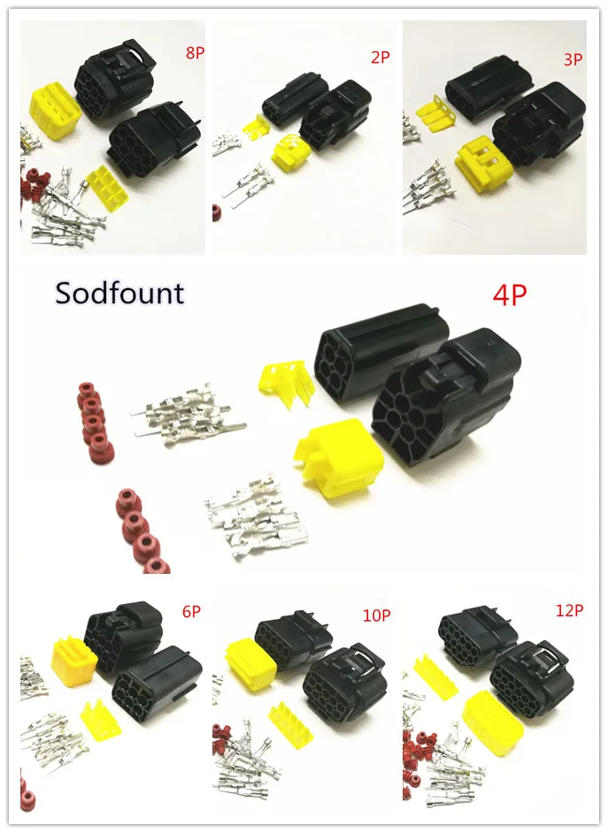 12 volt 4 Pole Waterproof 20mm Electrical Connector Outlet Set Kit for