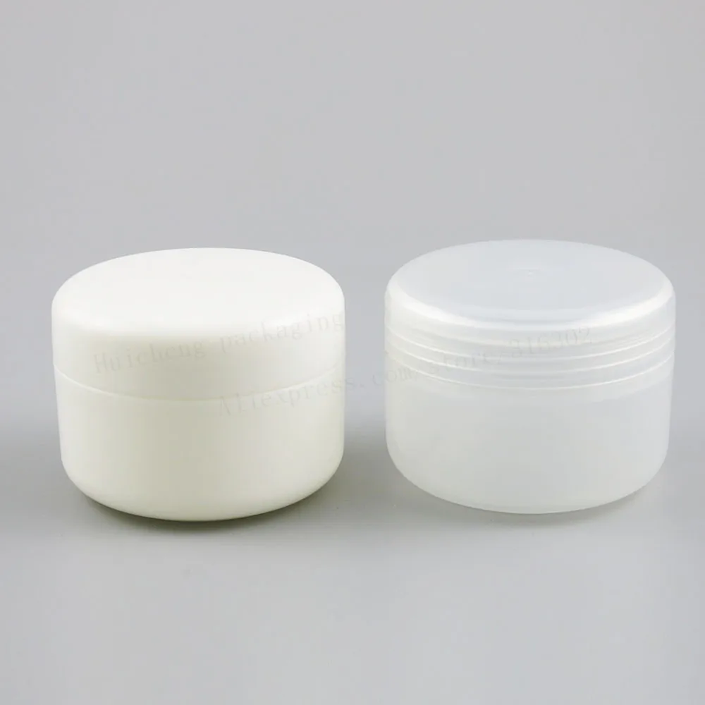 

20 x 250g Clear white Larger Jars Containers With Plastic lids 250cc 8.33oz Empty White Cream Cosmetic Packaging
