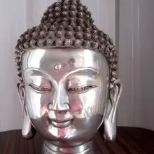 Ремесло и творчество украшения Латунь 22 см x 13x14 см тибетский серебряный Тибет буддистов шакамуни Бронзовая статуя головы Будды свадьба