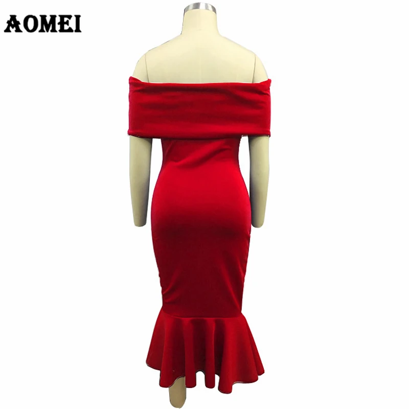 Najtaniej Seksowne afrykańskie sukienki imprezowe Off Shoulder Bowtie Fishtail Sexy Party Nightout wieczór obcisła sukienka do klubu ubrania szaty Femme lato