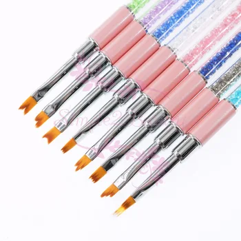 

1 Set 8 Shapes Colorful Rhinestones Decor Handle Flower Petal Detail Painting Drawing Pen Brushes Nail Art Manicure Tools